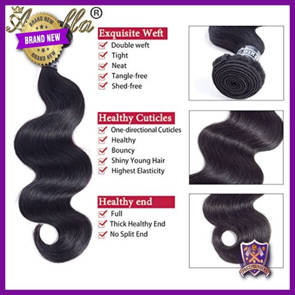 100% Virgin Brazilian Human Hair Extensions 3 Bundles Body Wave 22-24 Inch